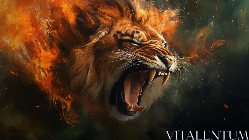 Digital rendering shows roaring tiger head amid orange flare