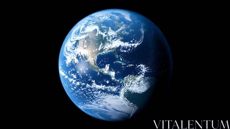 Earth viewed from space with North and South America visible.