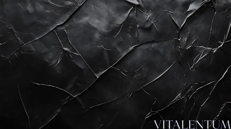 Crumpled black foil texture shows sharp intersecting creases