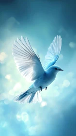 Celestial Messenger Soars Through Dreamlike Azure Expanse