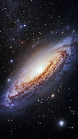 Spiral galaxy arcs through star-dense deep space field