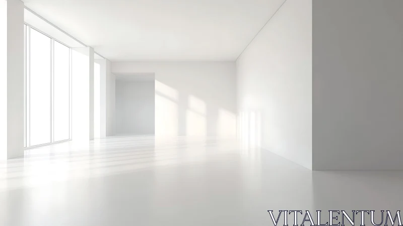 Sunlit silence stretches across a pristine minimal room