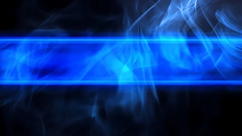 Electric blue energy band glows through drifting smoke