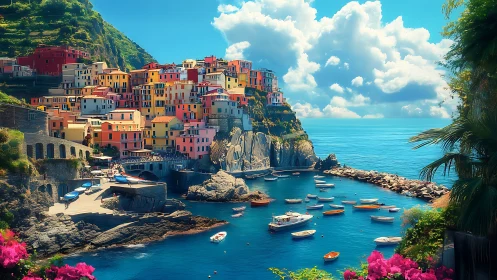 Clifftop Jewels: Vibrant Coastal Harbor Where Colors Dance on Stone.