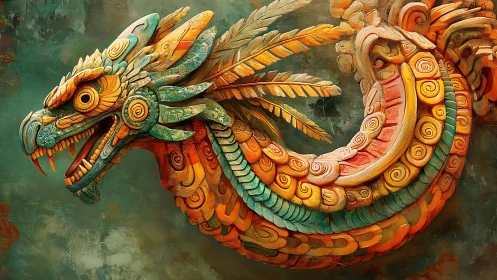 Serpentine dragon relief sculpture uses layered ornamental forms