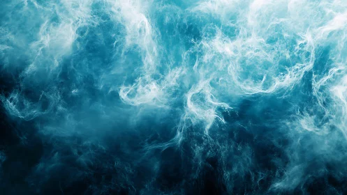 Dreamy swirling teal clouds with a calming ocean glow.