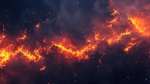 Inferno Unleashed - Dynamic Flames Dance Across Night