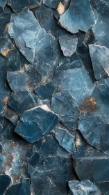 Photorealistic fractured blue stone slab texture composition.