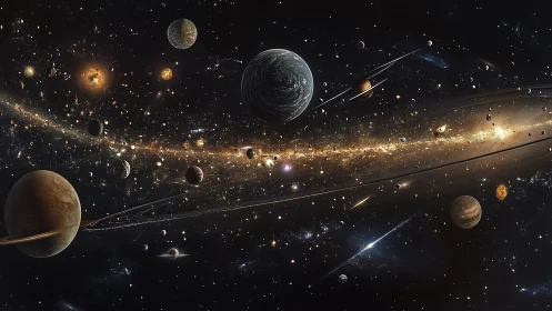 Dense exoplanetary system with luminous galactic dust lane