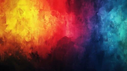 Chromatic stormfront of molten reds, blues, and golds.