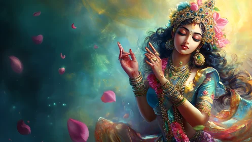 Petaled starlight waltzes around the jeweled celestial dancer