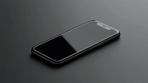 Isometric Black Smartphone With Minimalist Form Language.