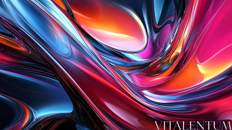 Chromatic liquid ribbons in hyperreal reflective motion.