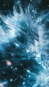 Crystal phoenix erupts skyward, reshaping winter starlight