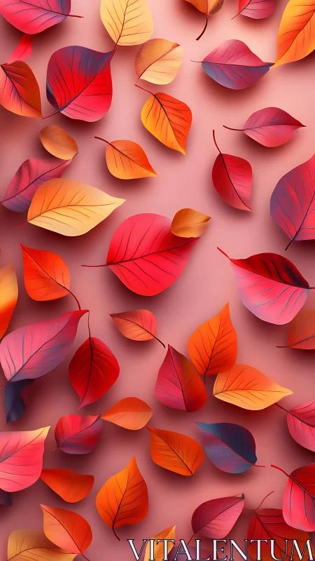 Colored stylized leaves form a uniform vertical surface pattern