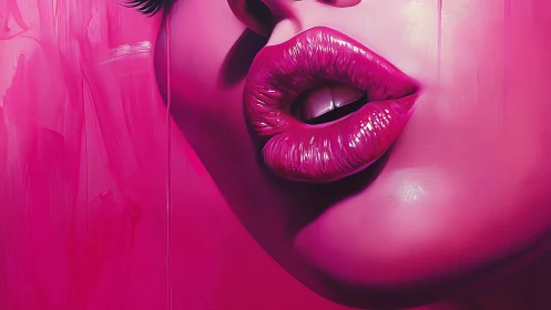 Close-up digital rendering of glossy pink human lips.