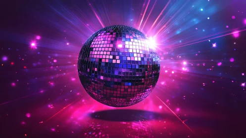 Neon disco planet exploding in magenta starlight glory.