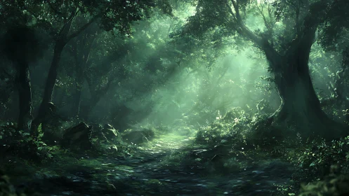 Emerald Cathedral: Where Sunlight Whispers Through Ancient Boughs.