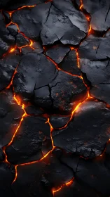 Molten Lava Flow Through Fractured Obsidian Crust.