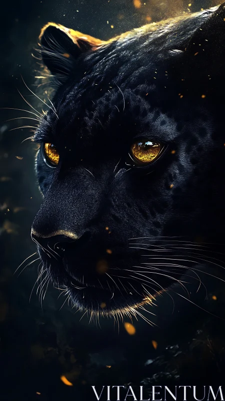 Black Panther's Golden Gaze Burns Through Darkness.