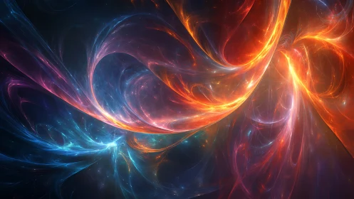 Cosmic ribbons of fire and ice swirling in quiet harmony.