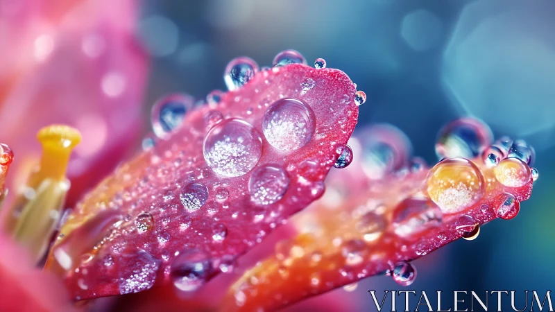 Macro dew on vivid pink petals with luminous bokeh.