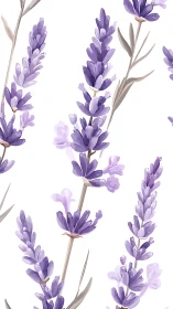 Lavender Botanical Illustration with Layered Purple Florets