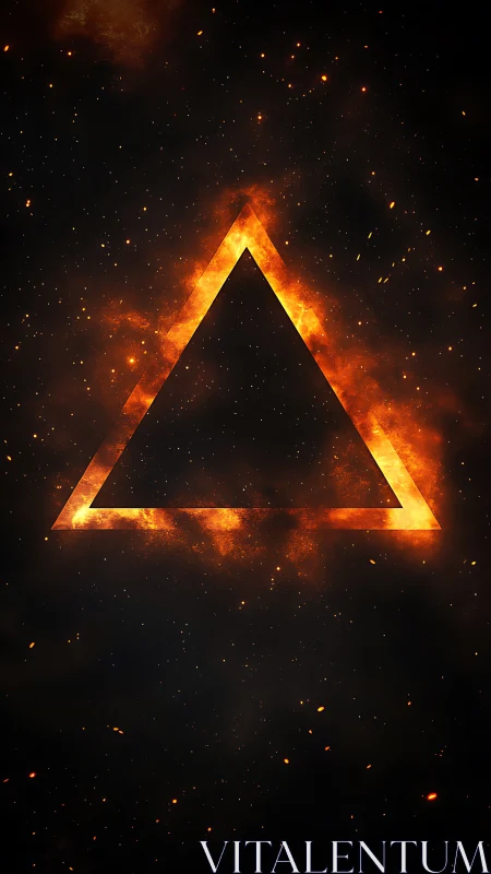 Luminous triangle form centered against starfield with radiant heat coloration