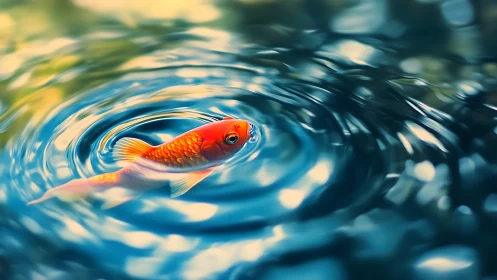 Hydrodynamic koi study with concentric surface wave interference.