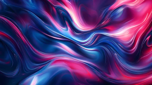 Chromatic fluid dynamics in neon magenta and cyan strata.