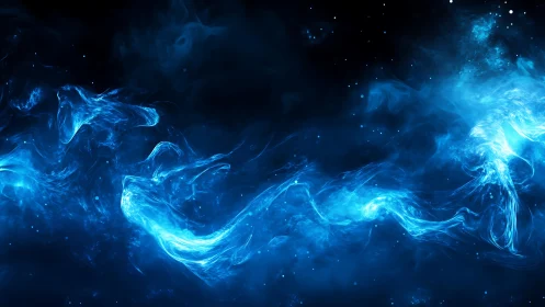 Whispering blue nebula streams drifting through quiet stars.