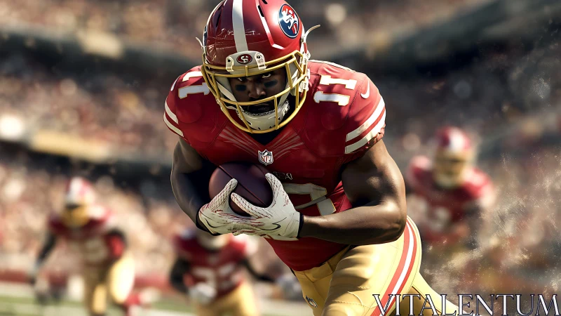 Explosive football run captures gridiron speed and intensity