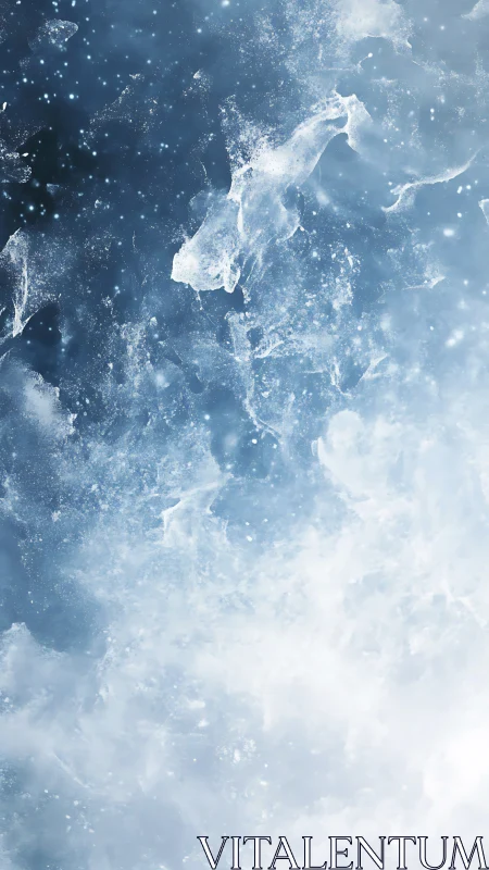 Frozen blue ice texture with swirling frosty patterns.