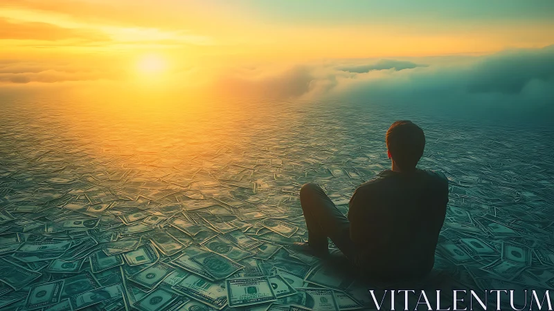 Gentle sunrise reflection over an endless sea of money.