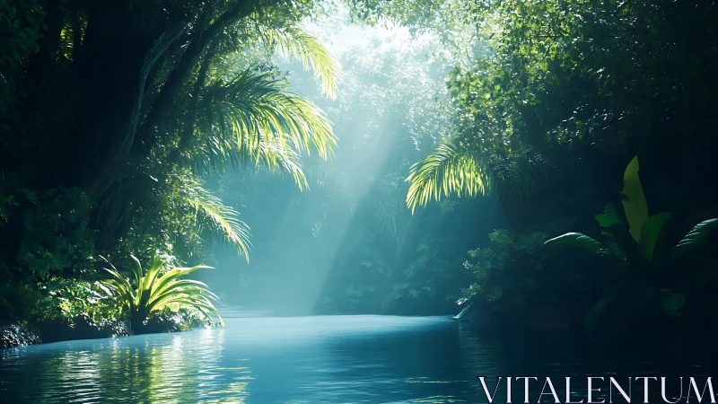 Luminous Jungle Cathedral Where Light Dances Through Emerald Sanctuary