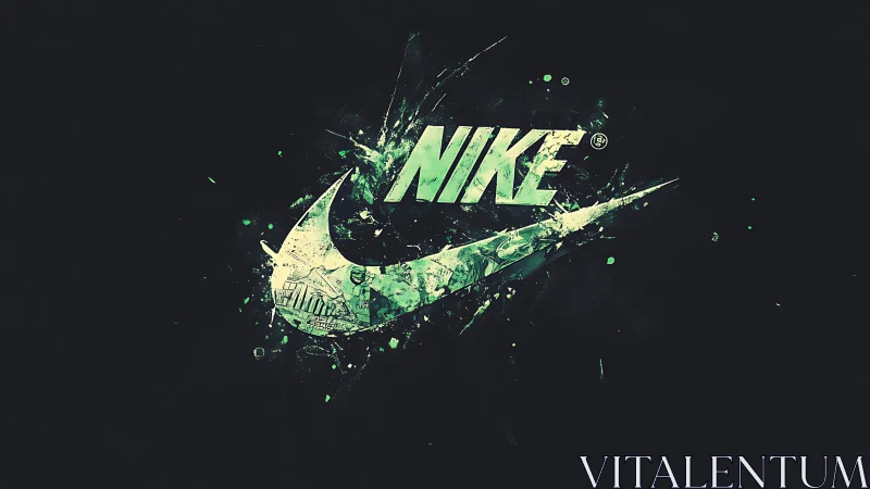 Neon Nike swoosh erupts in electric green cosmic splatter.