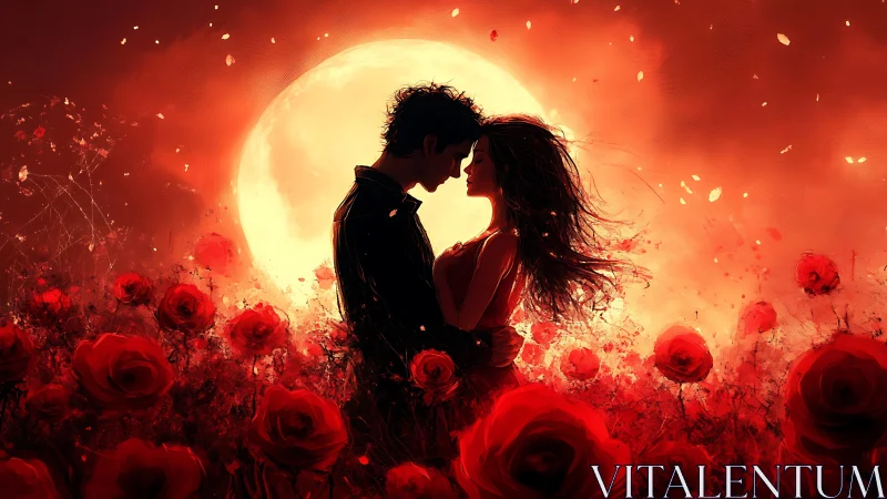Two Hearts Meet in a Field of Crimson Roses