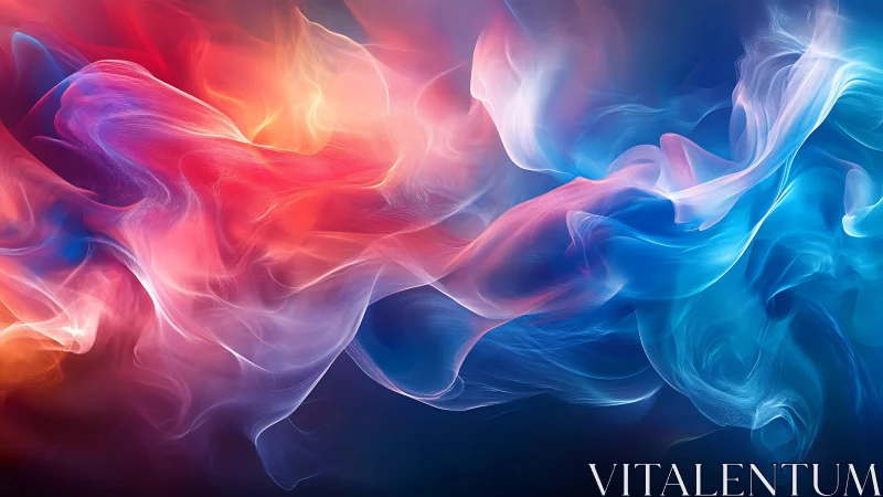 Colorful energy waves flow through deep blue abstract space