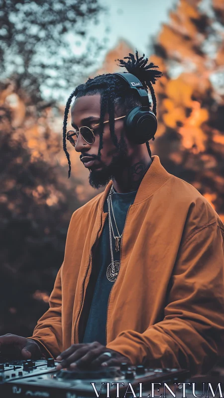 Cool sunset DJ crafts a relaxed outdoor vibe with style