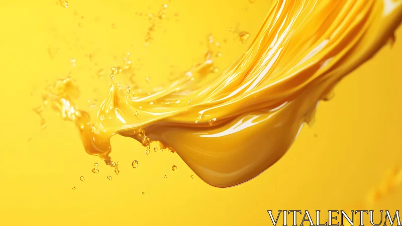 Vivid yellow paint splash in motion, abstract art style image.