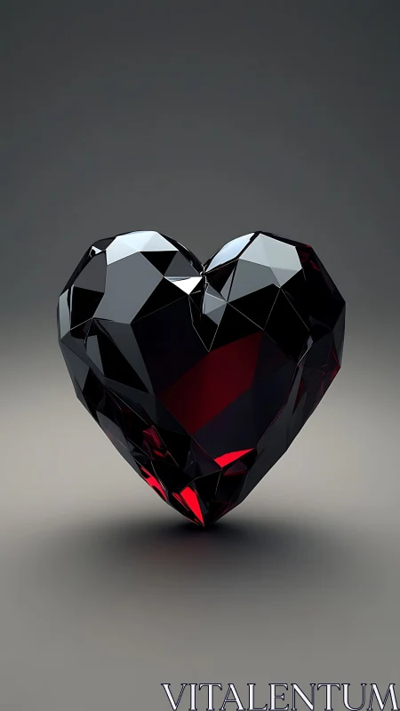 Black Gemstone Heart with Red Interior Light.
