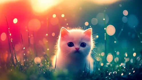 White Feline Subject Demonstrating Volumetric Lighting and Chromatic Bokeh Depth Rendering