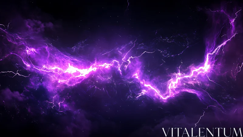 Plasma filament rift with luminescent violet discharge fields.