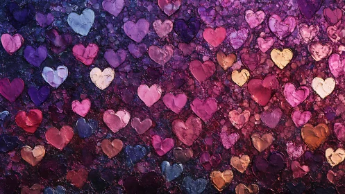 Cascading hearts in jeweled tones shimmer with ethereal depth.