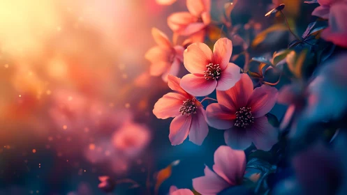 Golden Hour Cosmos: Dreamlike Floral Rendering.