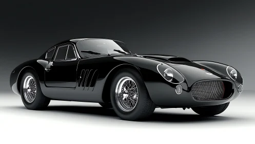 Midnight classic coupe basking in sculpted studio light.