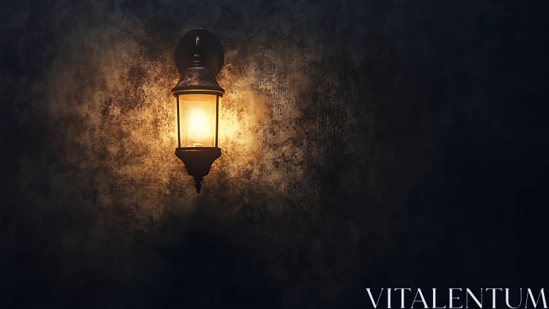 Wall-mounted lantern casts radial warm light on textured plaster