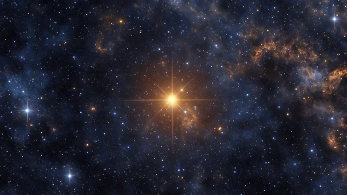 Golden wanderer ignites deep-blue starfields with quiet fire