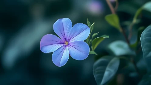 Delicate Blue Flower with Five Petals in Soft Focus