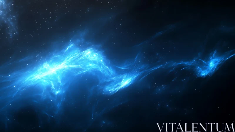 Blue nebula cloud stretching across deep star field.